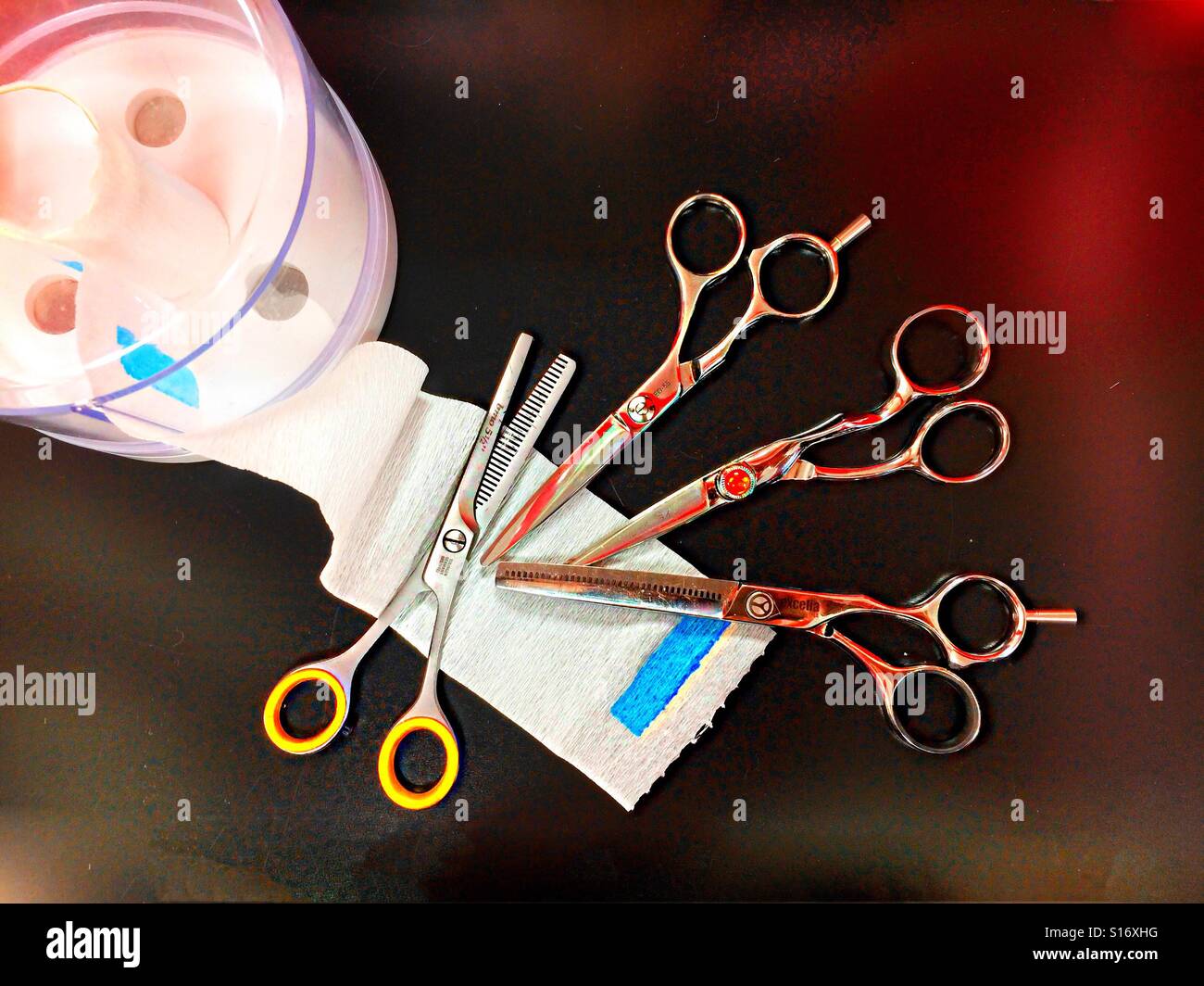 At the hairdresser and his tools. - Smartphone Captured Stock Image