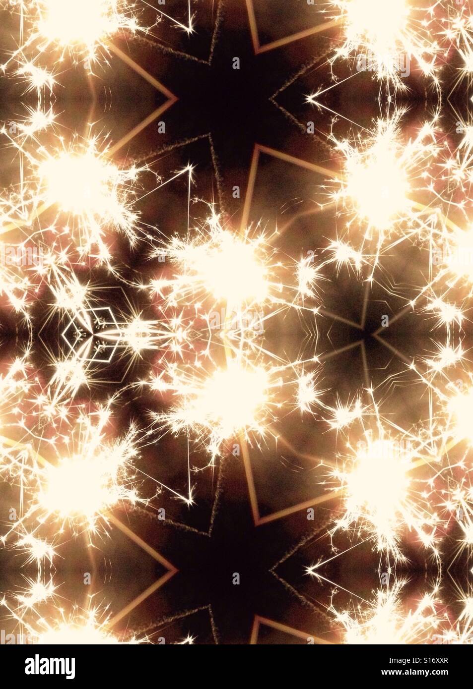Symmetrical image of sparklers - Smartphone Captured Stock Image