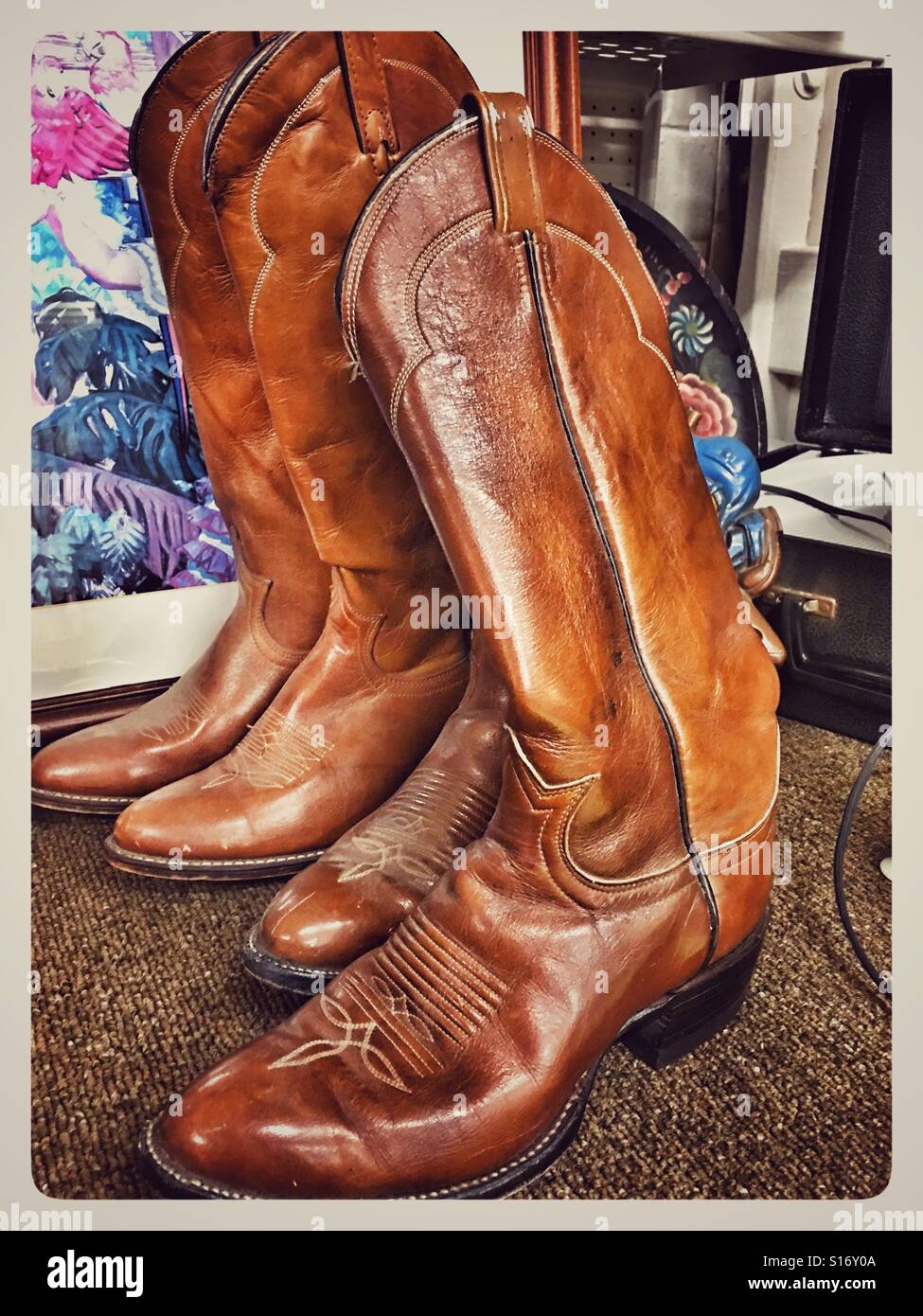 Old cowboy boots hires stock photography and images Alamy