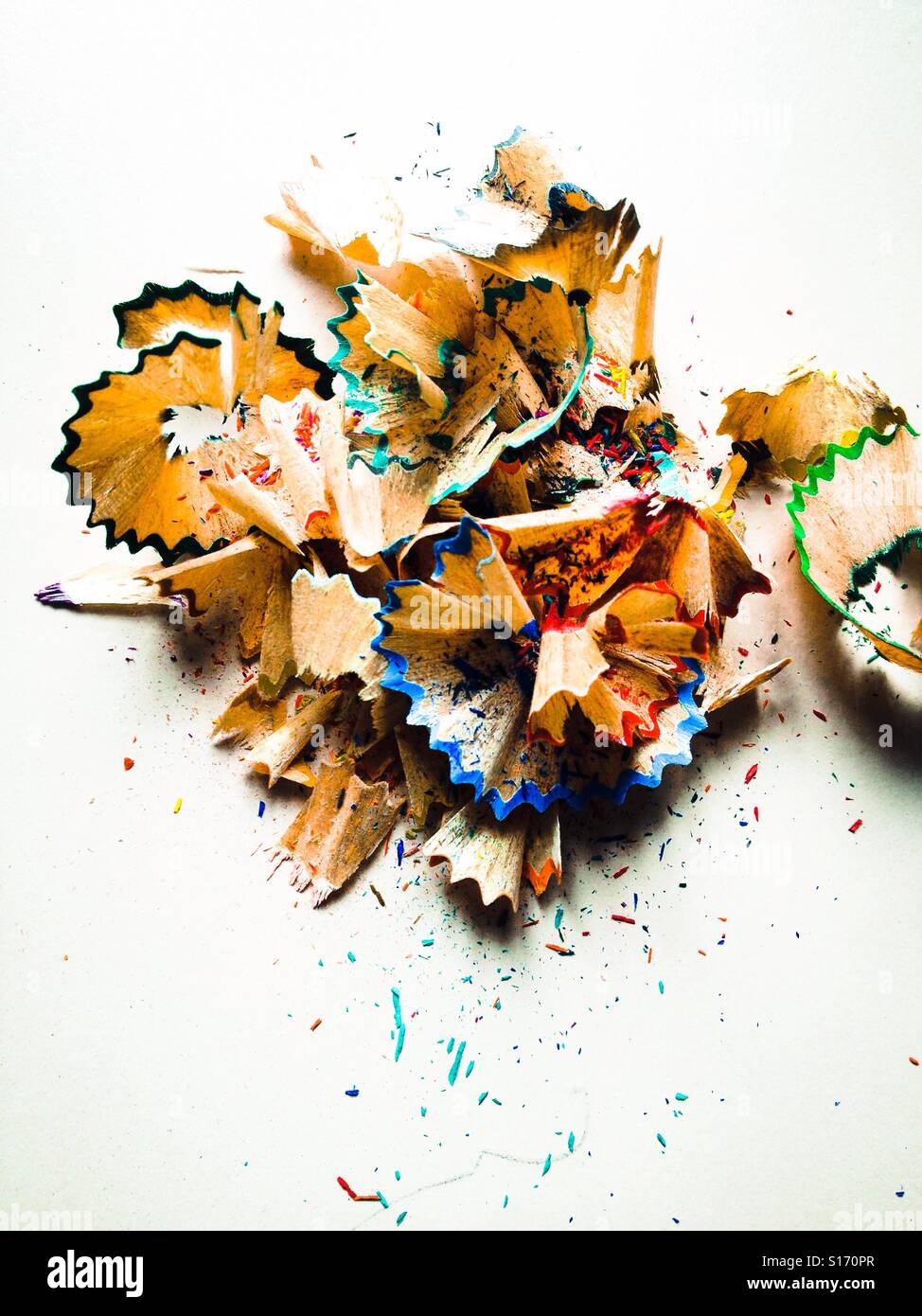 colored pencil sharpening - Smartphone Captured Stock Image