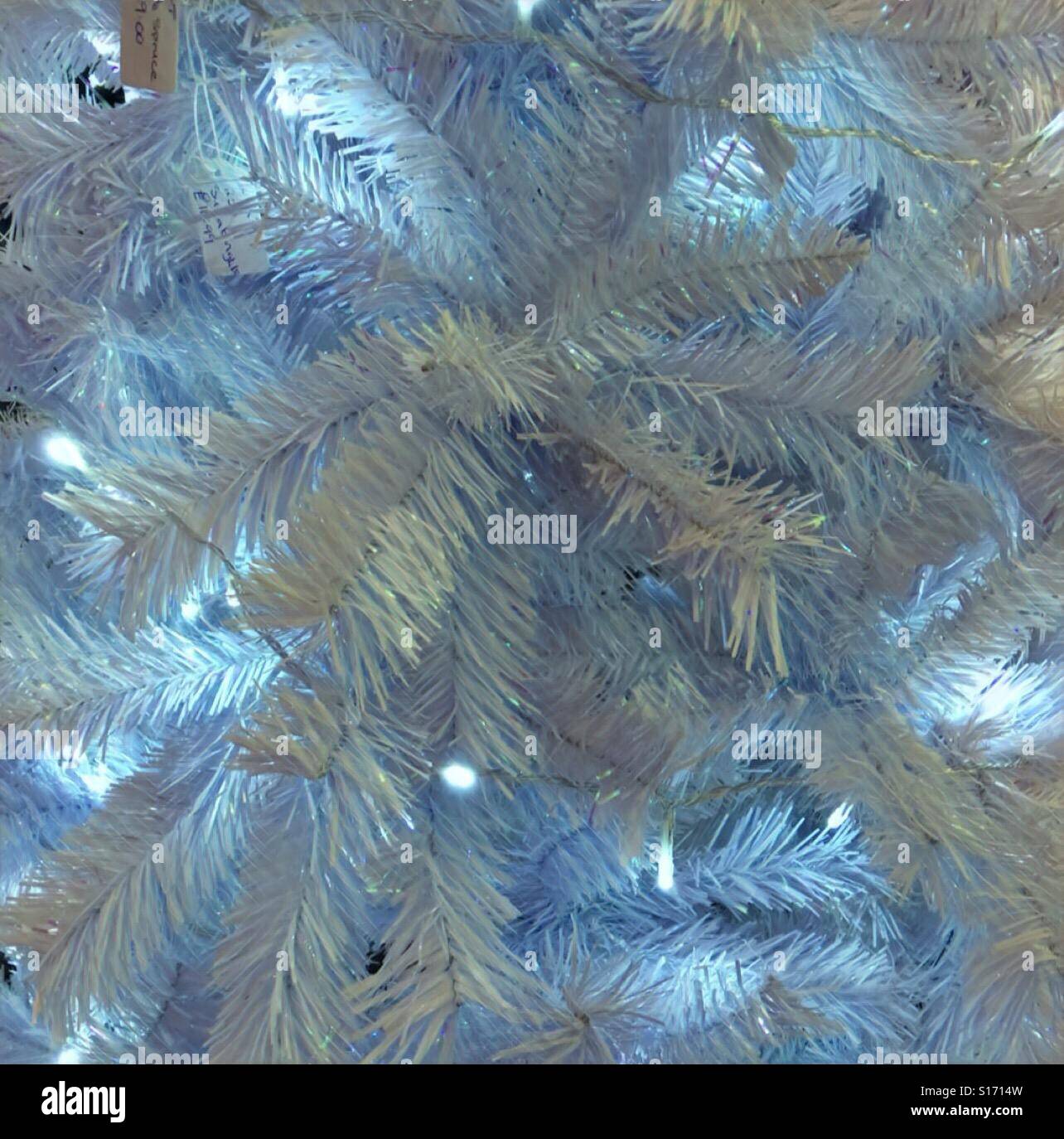 White Christmas tree branches with lights Stock Photo Alamy