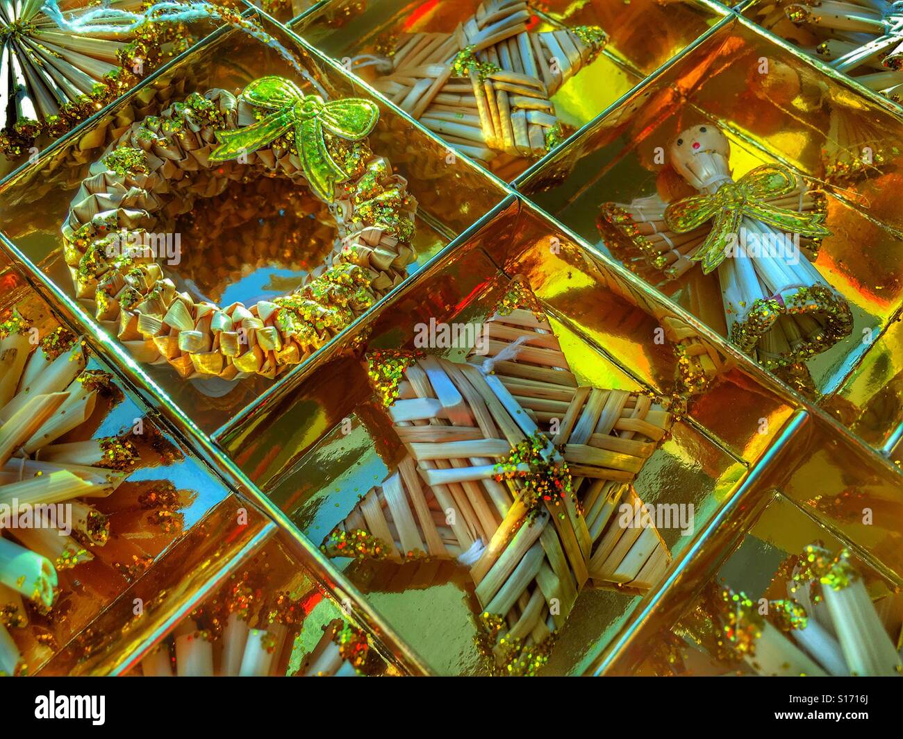 Box of Christmas decorations. - Smartphone Captured Stock Image