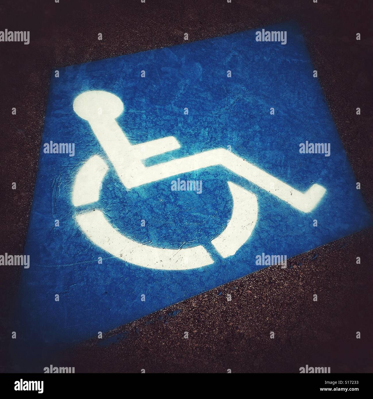 Handicapped sign on the road Stock Photo
