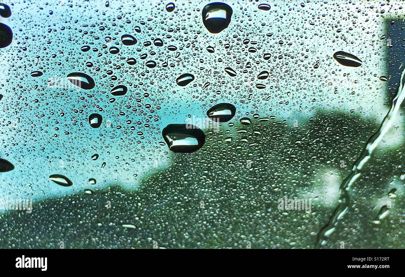 Rain drops on the window. Stock Photo