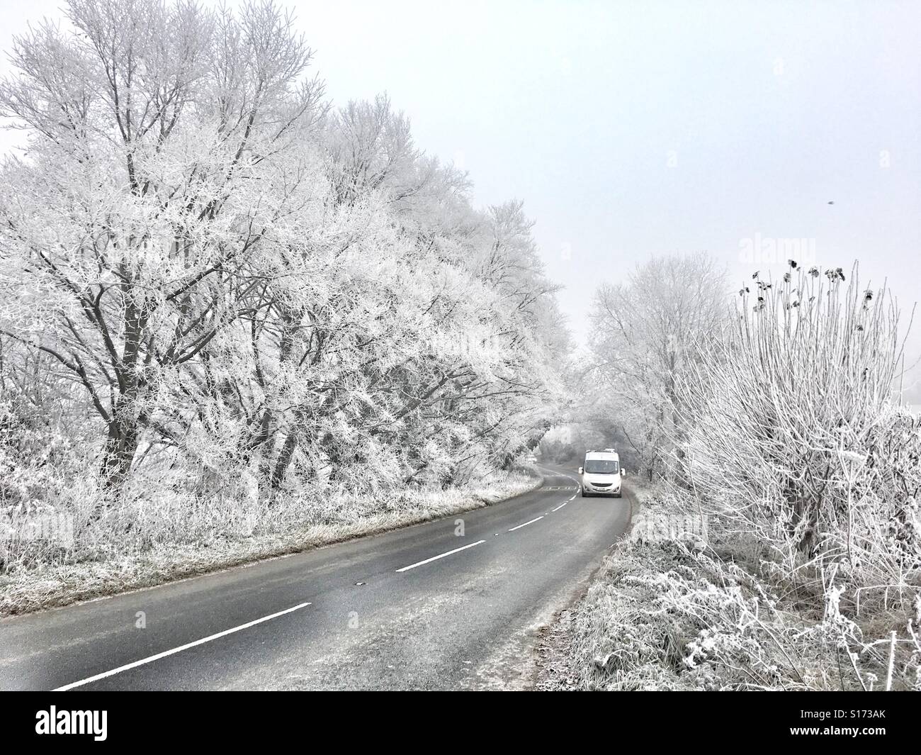Road in winter, Bruton, Somerset, UK - Smartphone Captured Stock Image