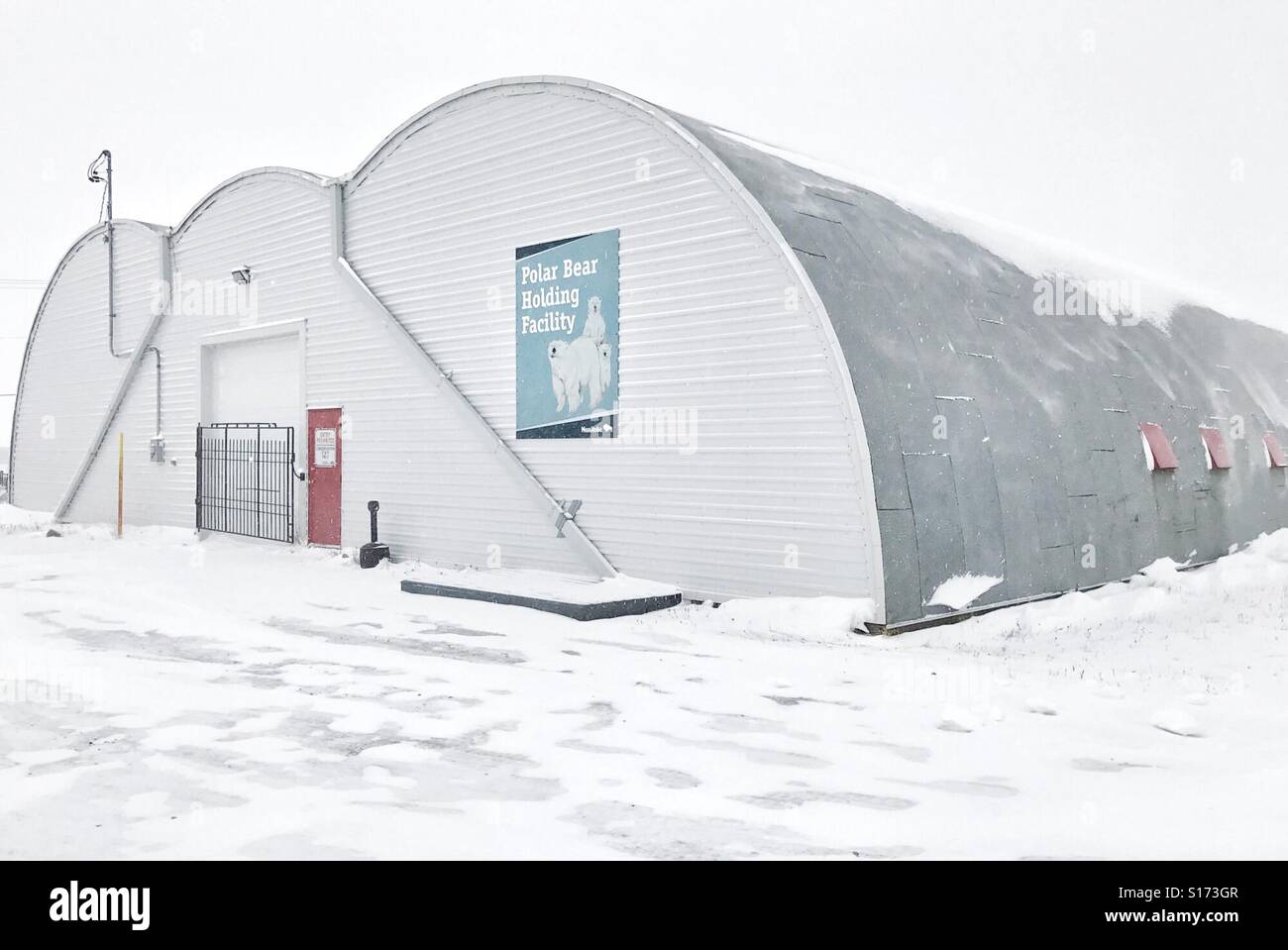 The Polar Bear Holding Facility, aka bear jail, in Churchill, Canada. - Smartphone Captured Stock Image