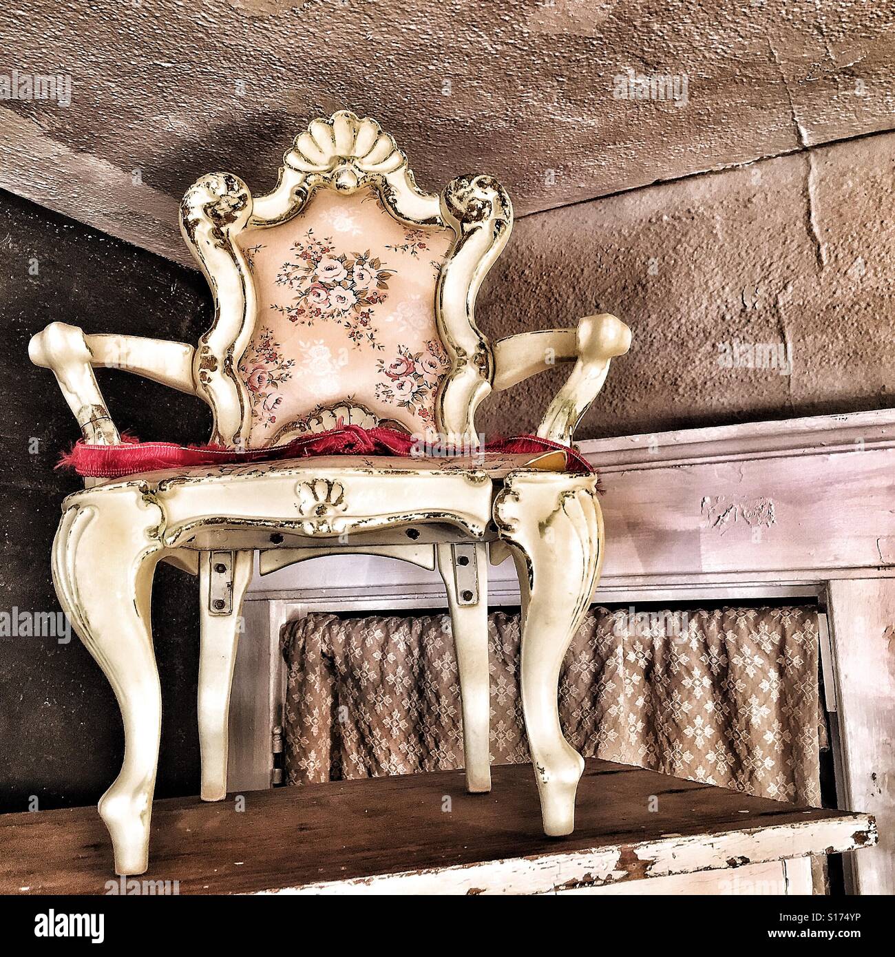 Old chair in Storage Display at Vintage House Solana Beach California Cedros Avenue Design District Stock Photo
