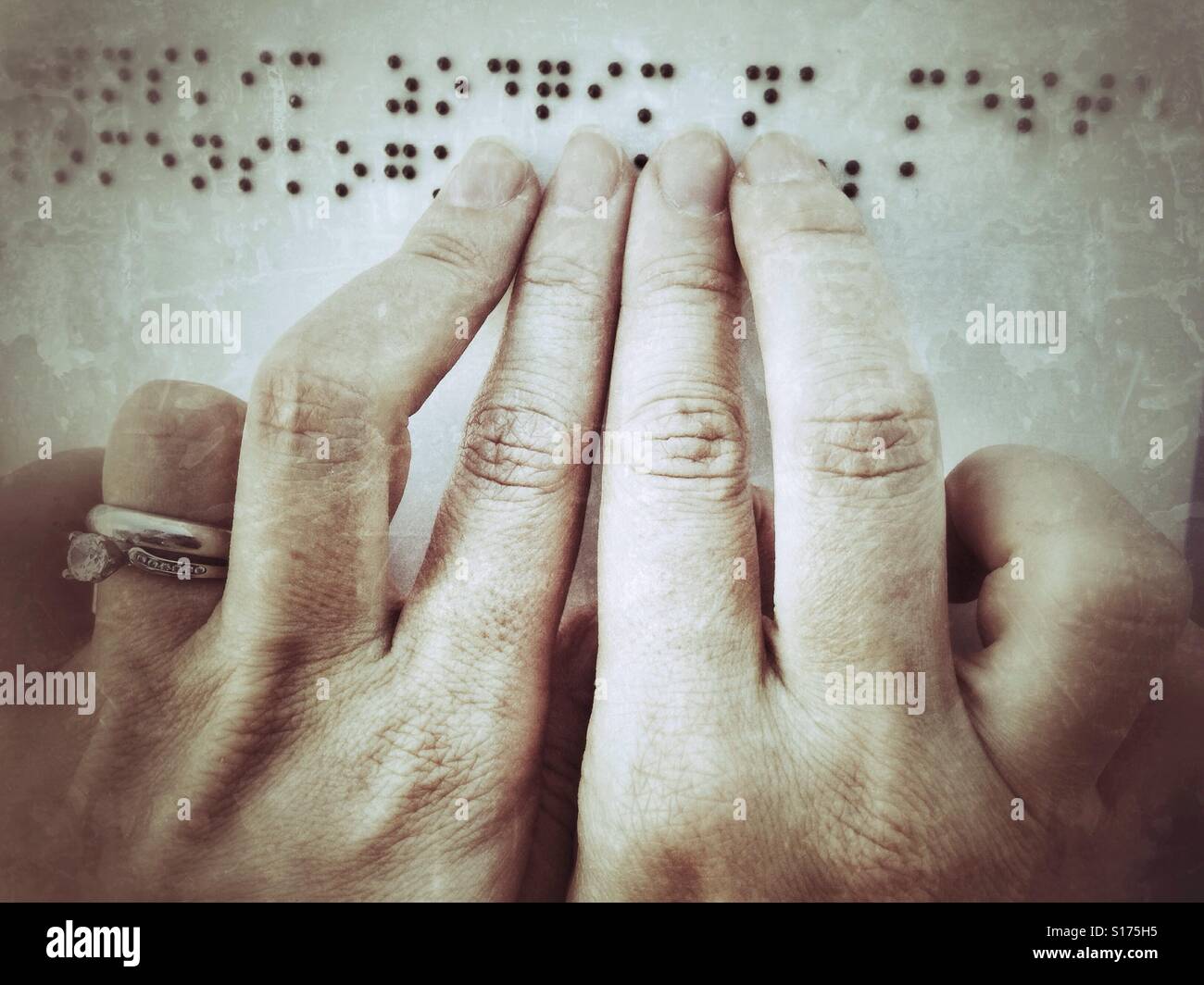 Read Braille text - Smartphone Captured Stock Image