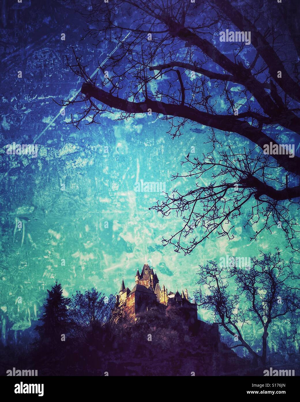 Castle on the mountain Stock Photo