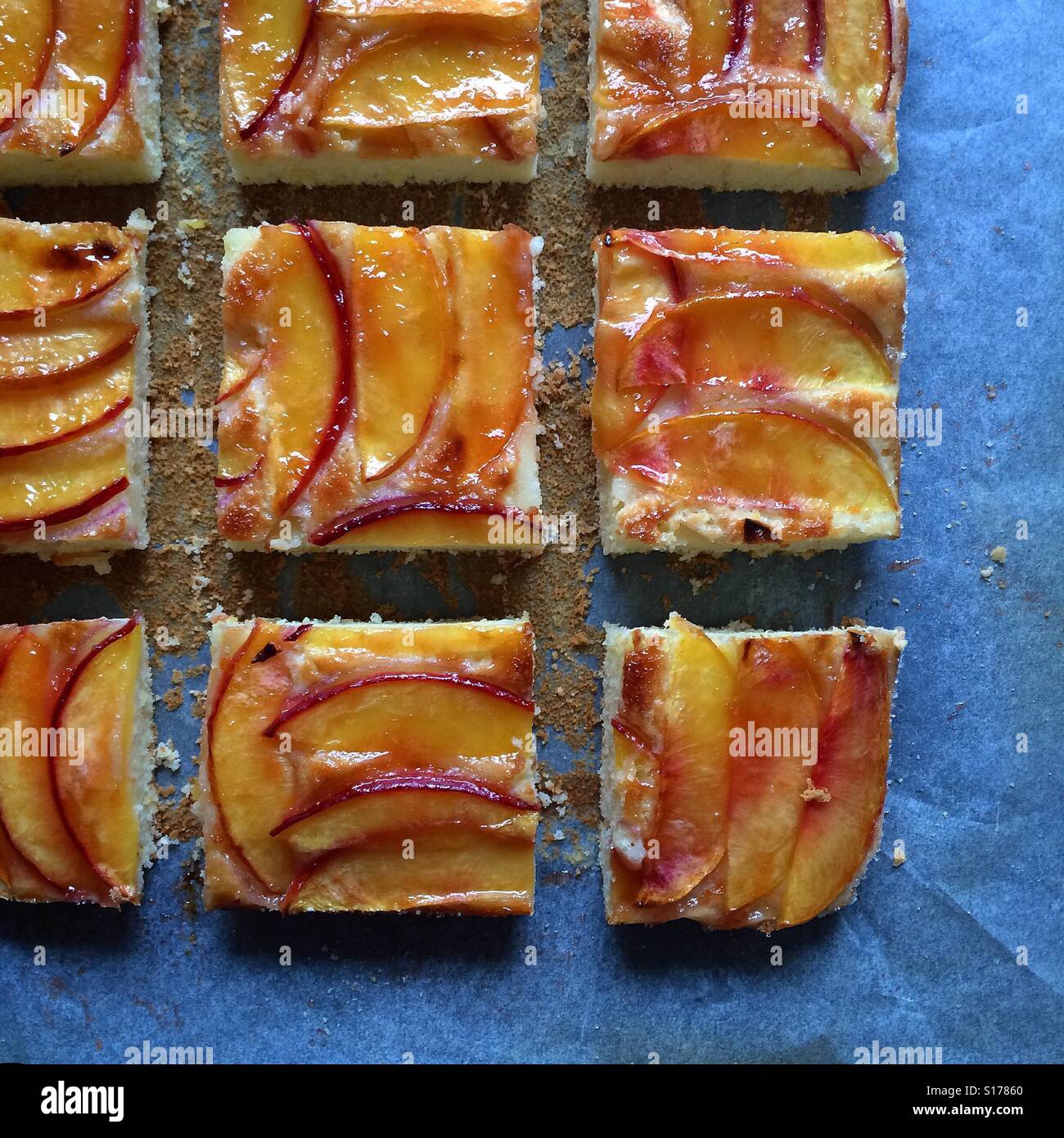 Nectarine Cake Slices Stock Photo Alamy