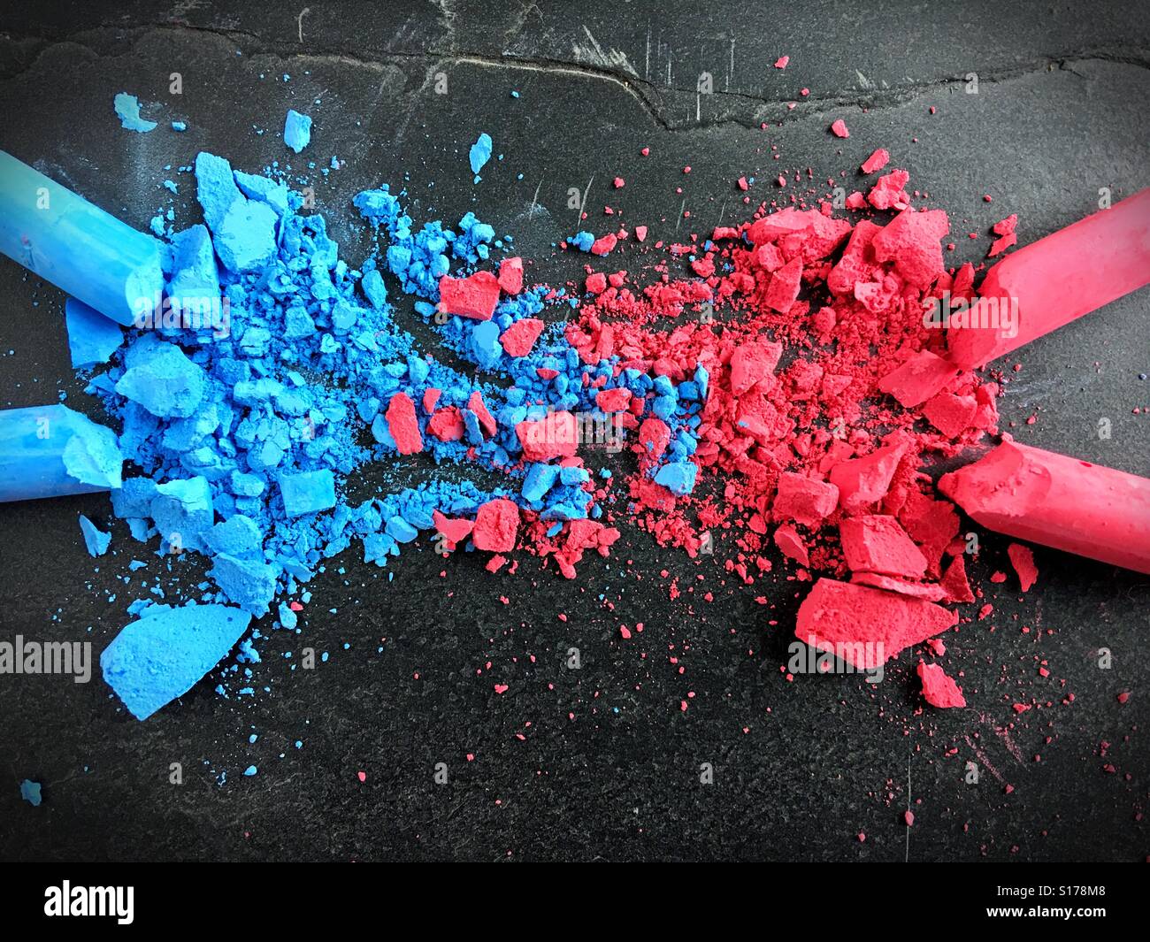 A mix of pink and blue chalk dust Stock Photo Alamy
