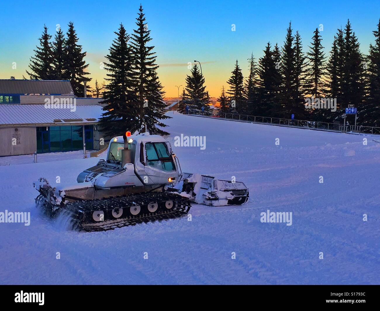 Grooming the ski hill - Smartphone Captured Stock Image