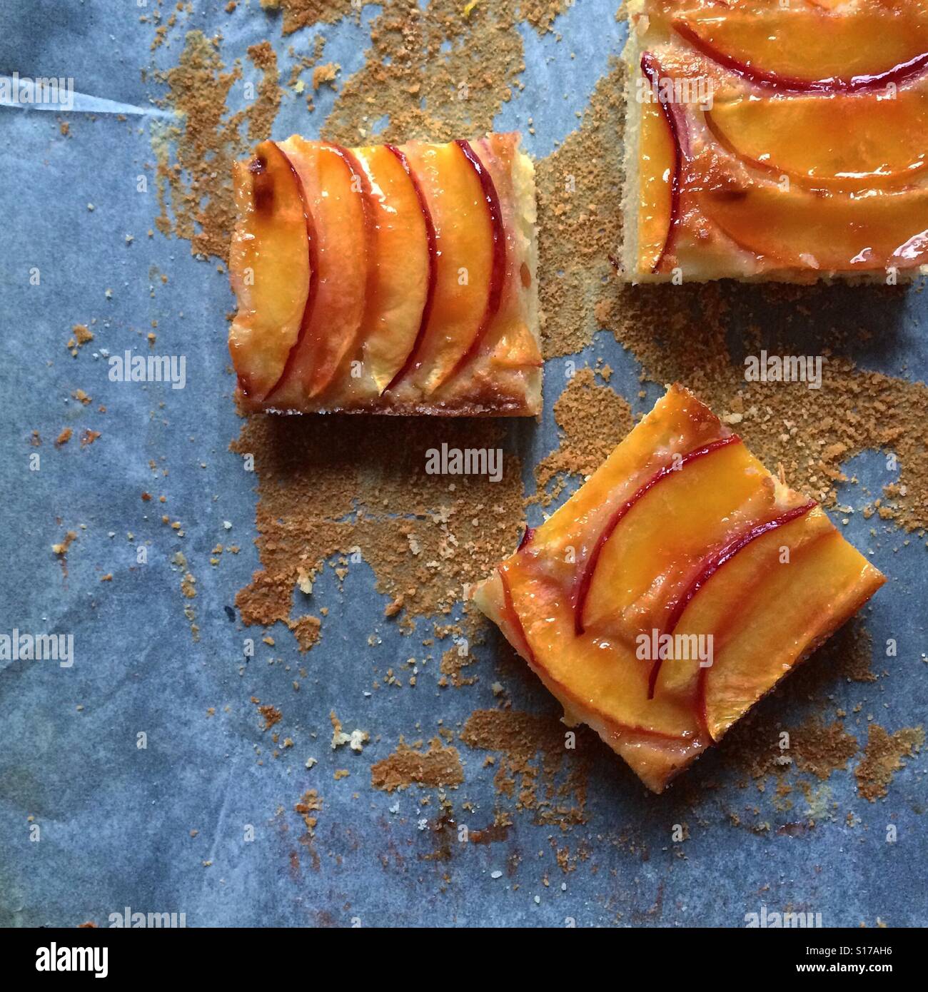 Nectarine Cake Slices Stock Photo Alamy