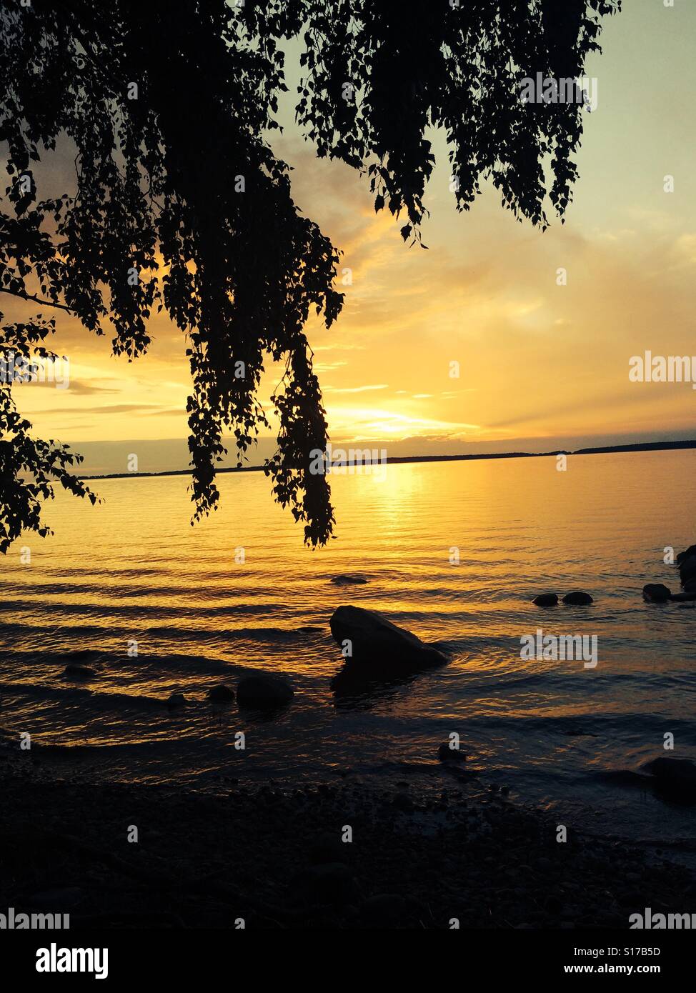 Summer sunset in Mariestad, Sweden Stock Photo