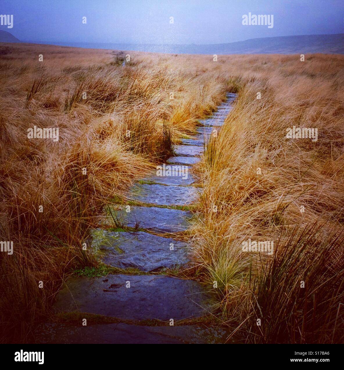 Moorland pathway, Pennine way, Marsden, Yorkshire - Smartphone Captured Stock Image