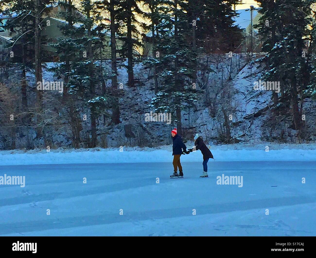 Two skaters - Smartphone Captured Stock Image
