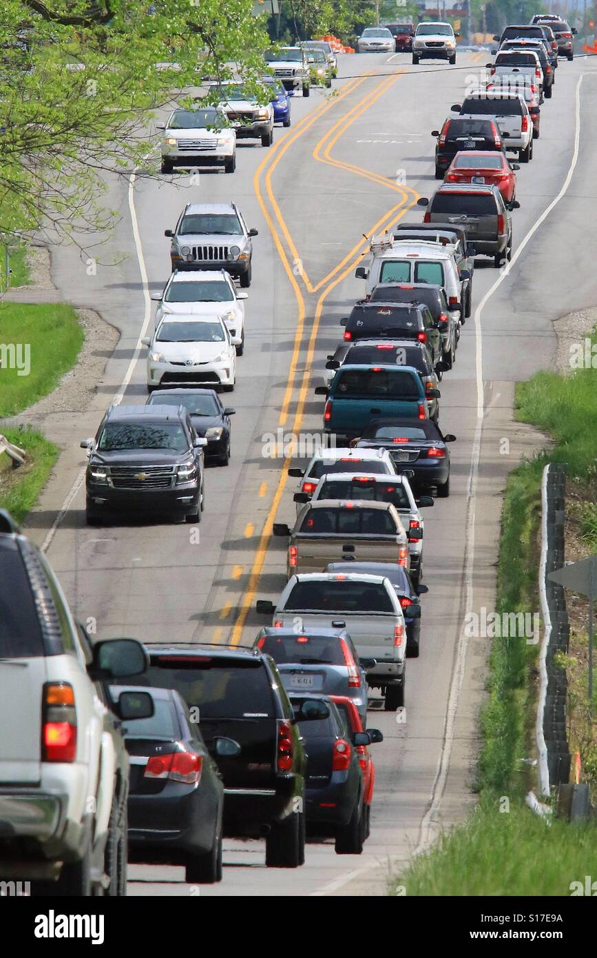 Heavy traffic in a rural area - Smartphone Captured Stock Image