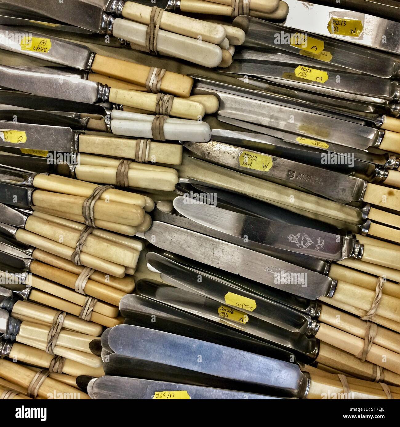 Old vintage cutlery knives Stock Photo