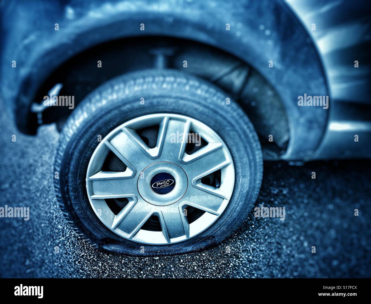 Flat tyre Stock Photo