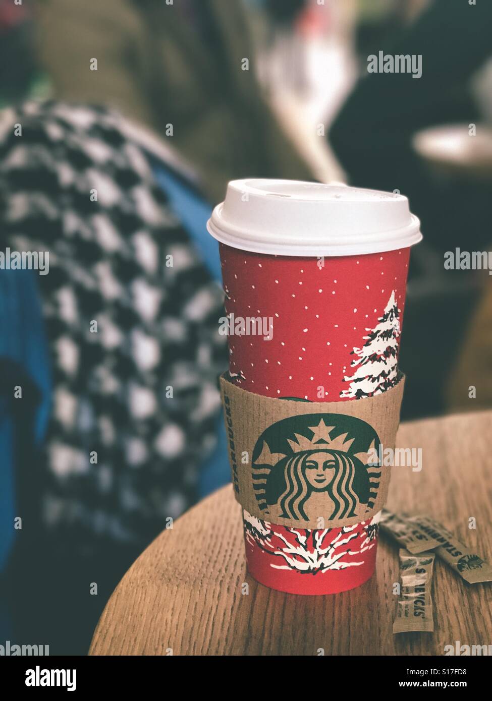 Orange Colored Starbucks Cup December 2018 Stock Photo 1258841020