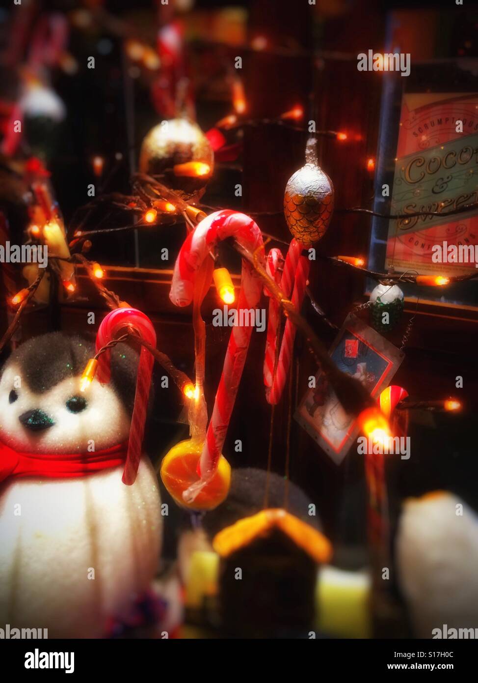 Candy canes in shop window England UK - Smartphone Captured Stock Image