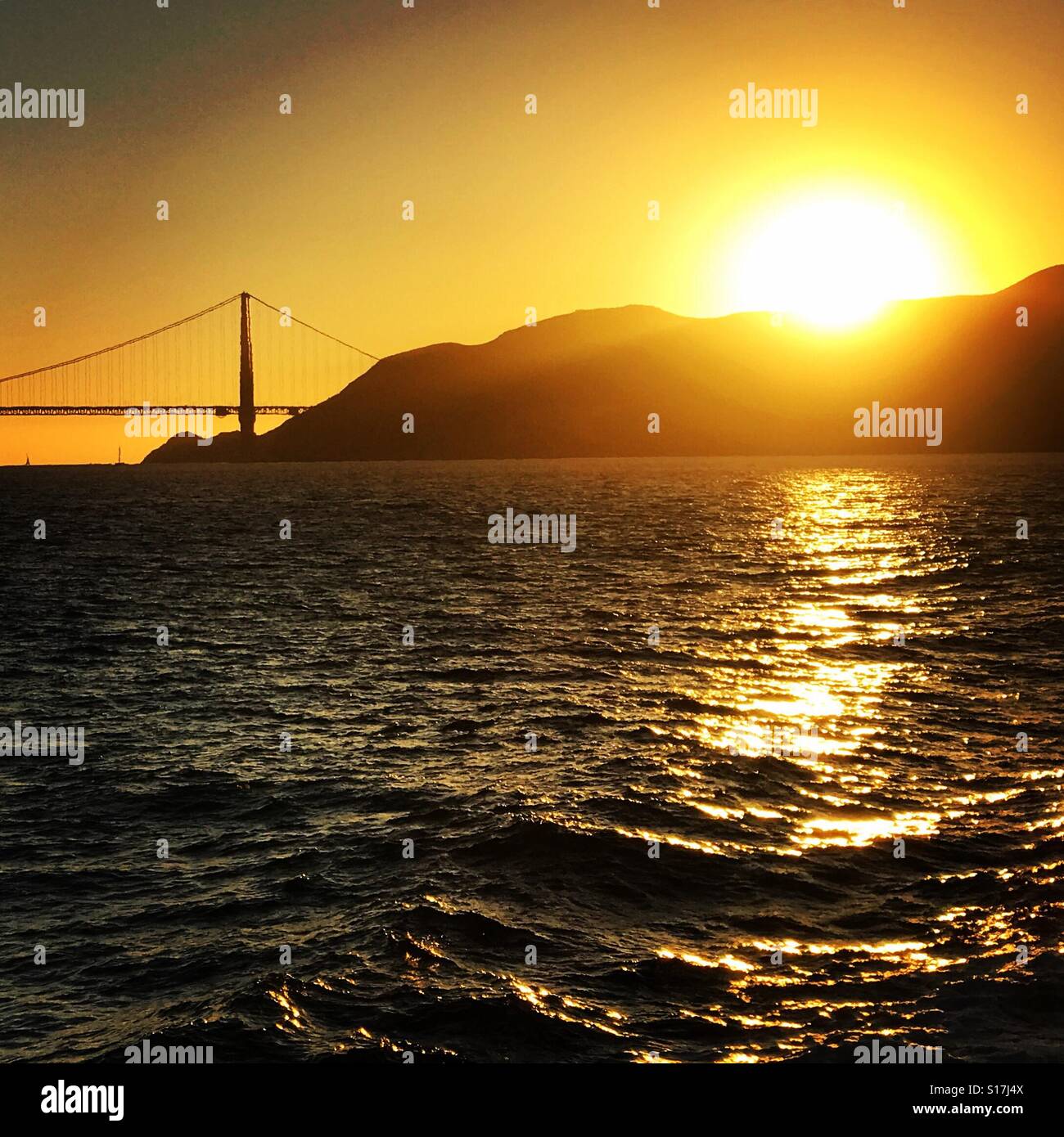 Sunset on the bay area of San Francisco - Smartphone Captured Stock Image