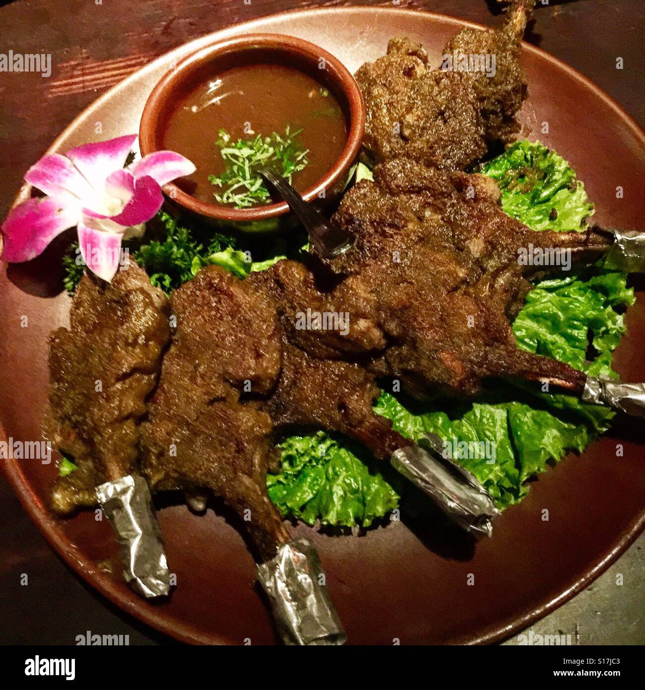 A plate of grilled lamb chops from Shanghai, China Stock Photo Alamy