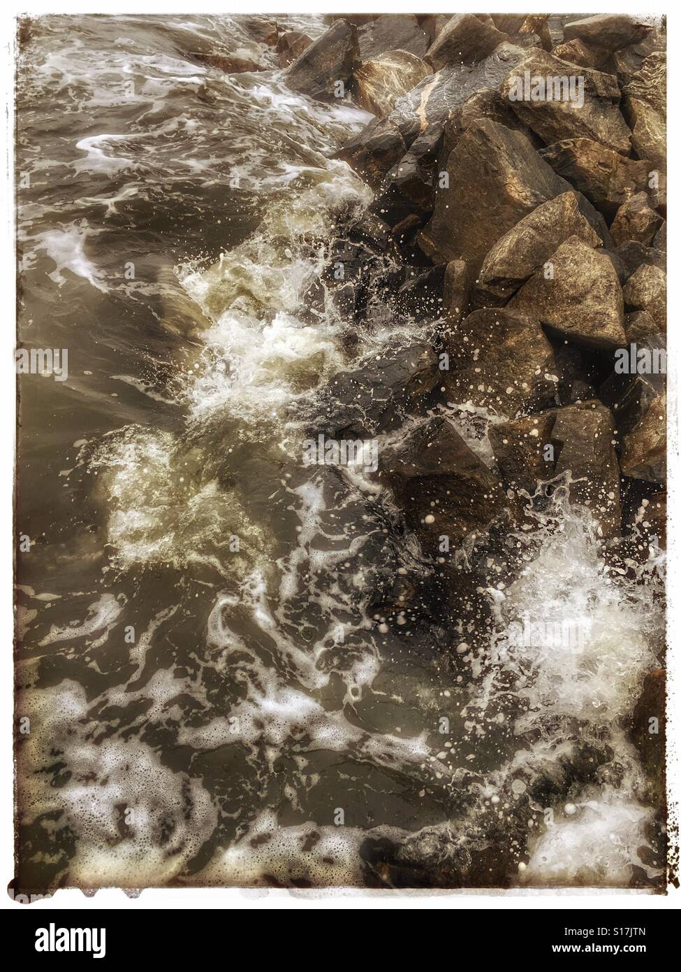 Rocks Making Water Hi Res Stock Photography And Images Alamy Water Splashing Against Rocks In Black And White S17JTN