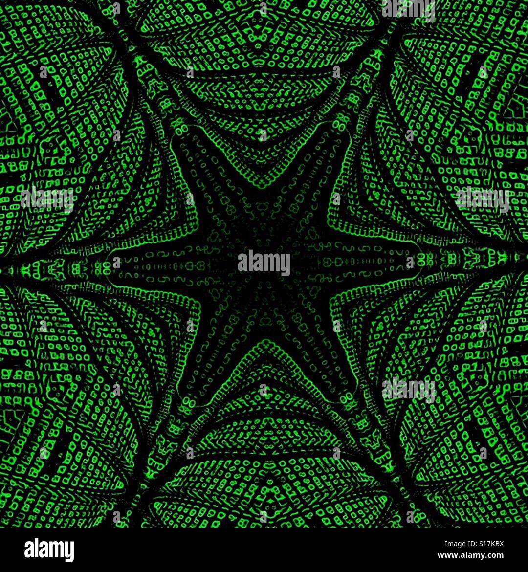 A kaleidoscopic image made from computer bits and bytes - Smartphone Captured Stock Image