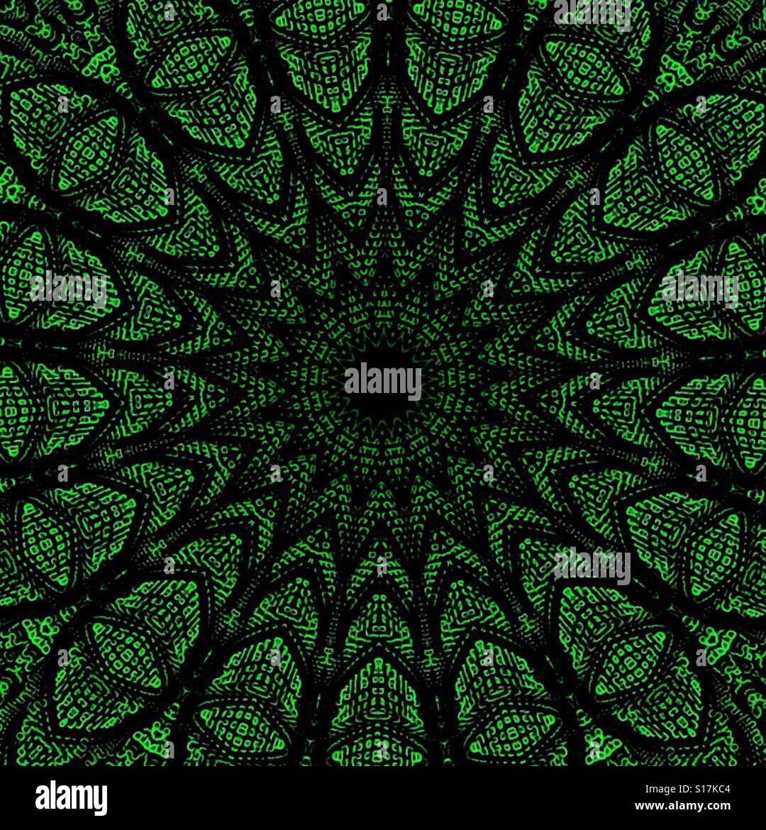 A kaleidoscopic image made from computer bits and bytes - Smartphone Captured Stock Image