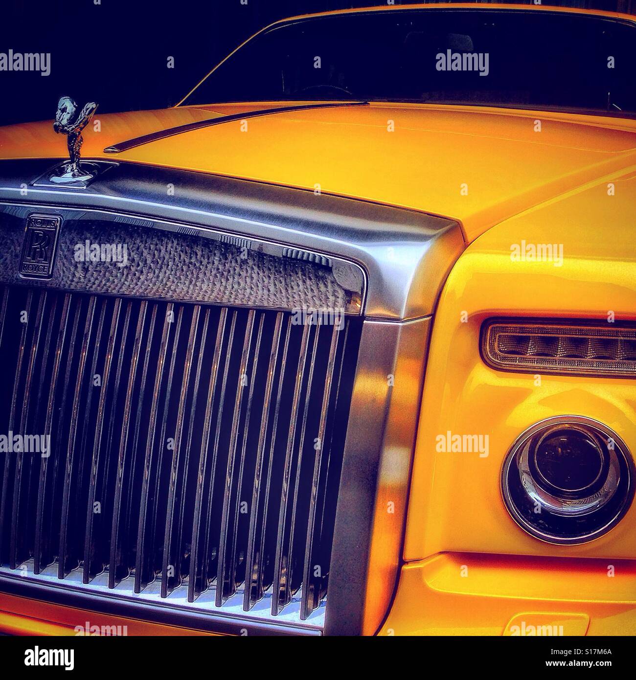 Yellow Rolls Royce - Smartphone Captured Stock Image