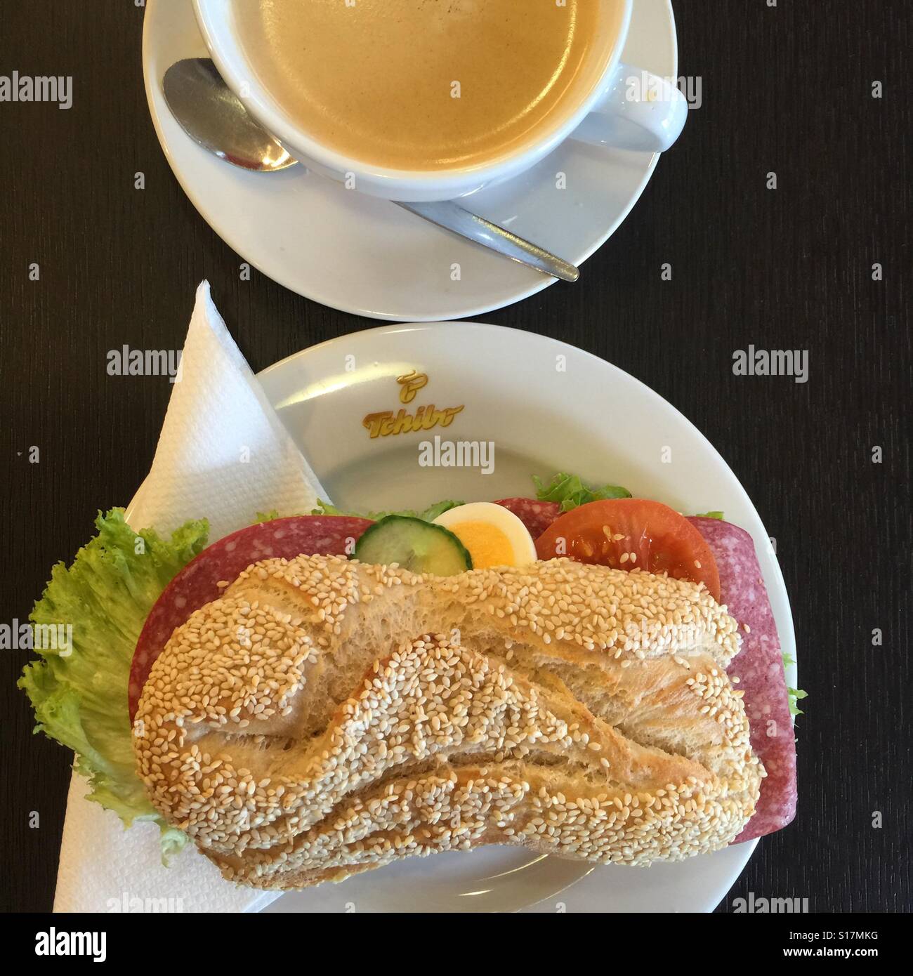 Sandwich and Americano coffee, Berlin Stock Photo