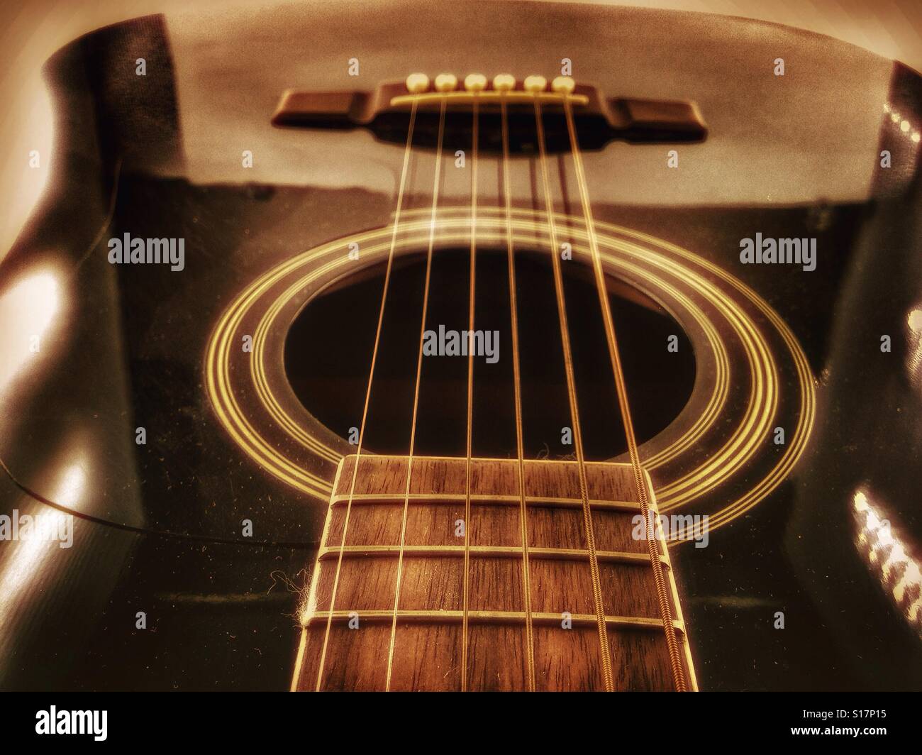 acoustic guitar sound hole Stock Photo Alamy
