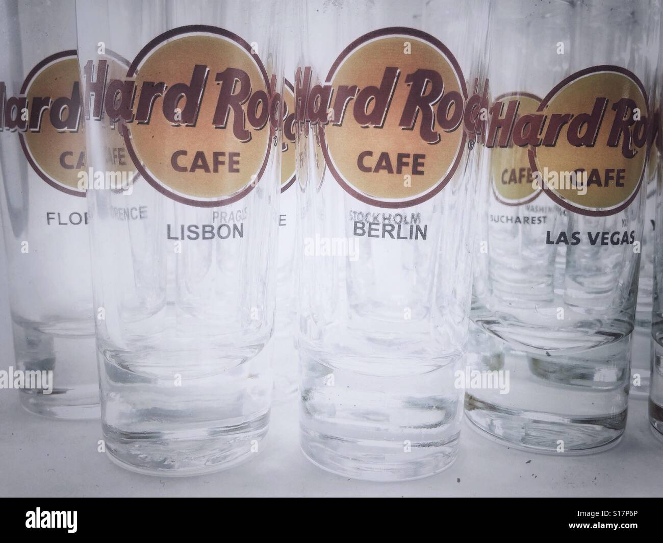 Hard Rock Cafe shot glasses Stock Photo