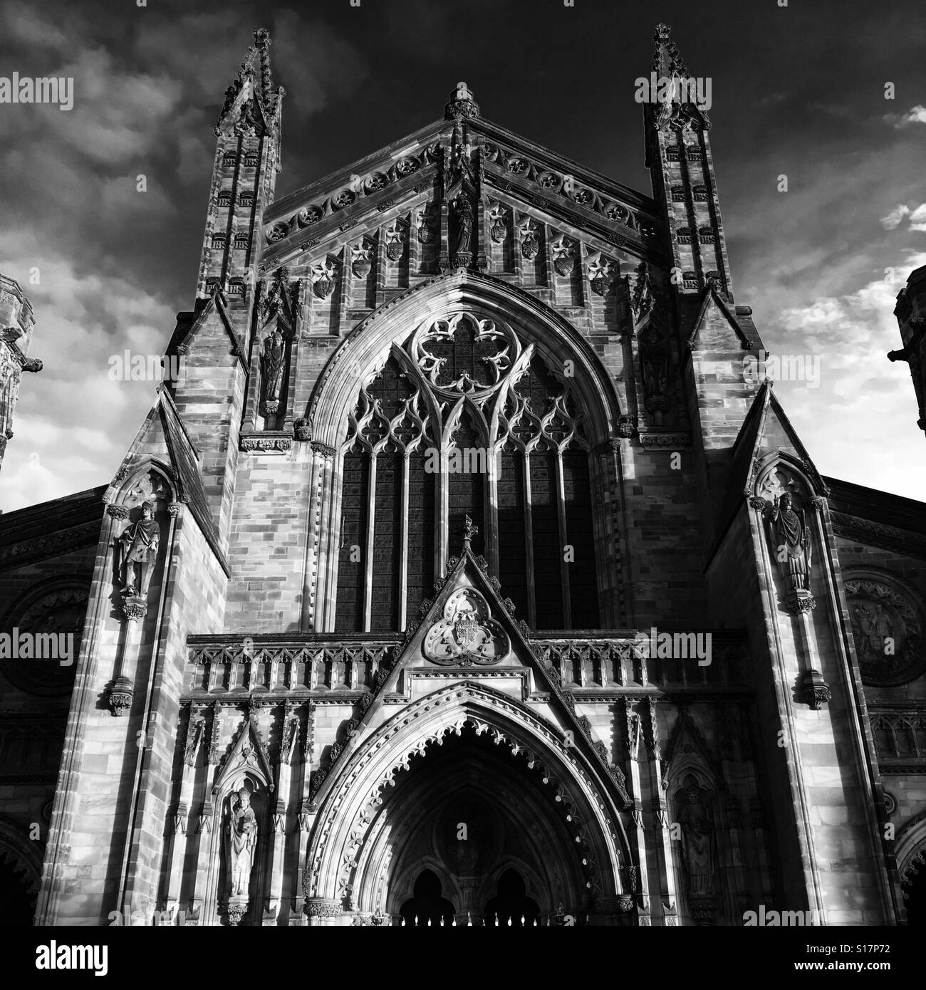 Hereford Cathedral the West Face in late afternoon sunshine UK - Smartphone Captured Stock Image