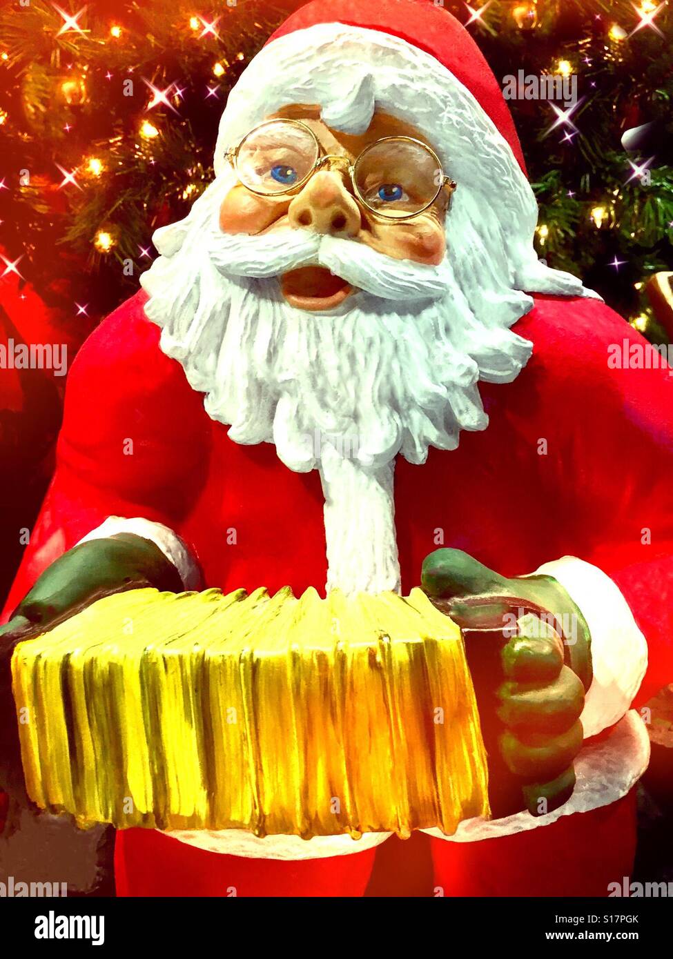 Santa playing a squeezebox - Smartphone Captured Stock Image