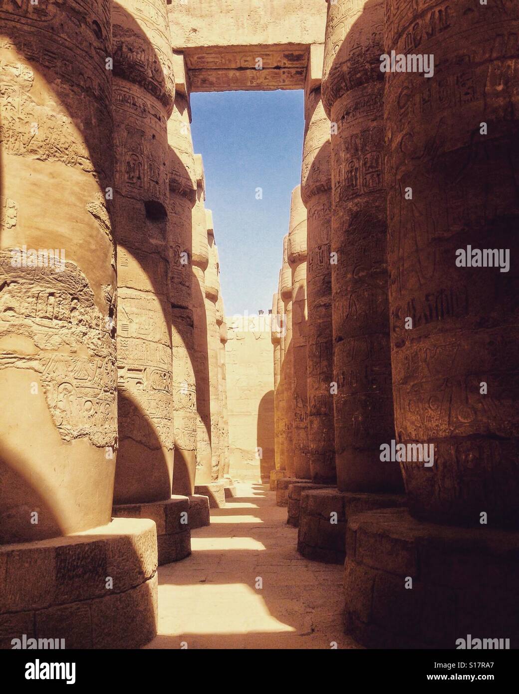 The columns of Karnak, Luxor, Egypt - Smartphone Captured Stock Image