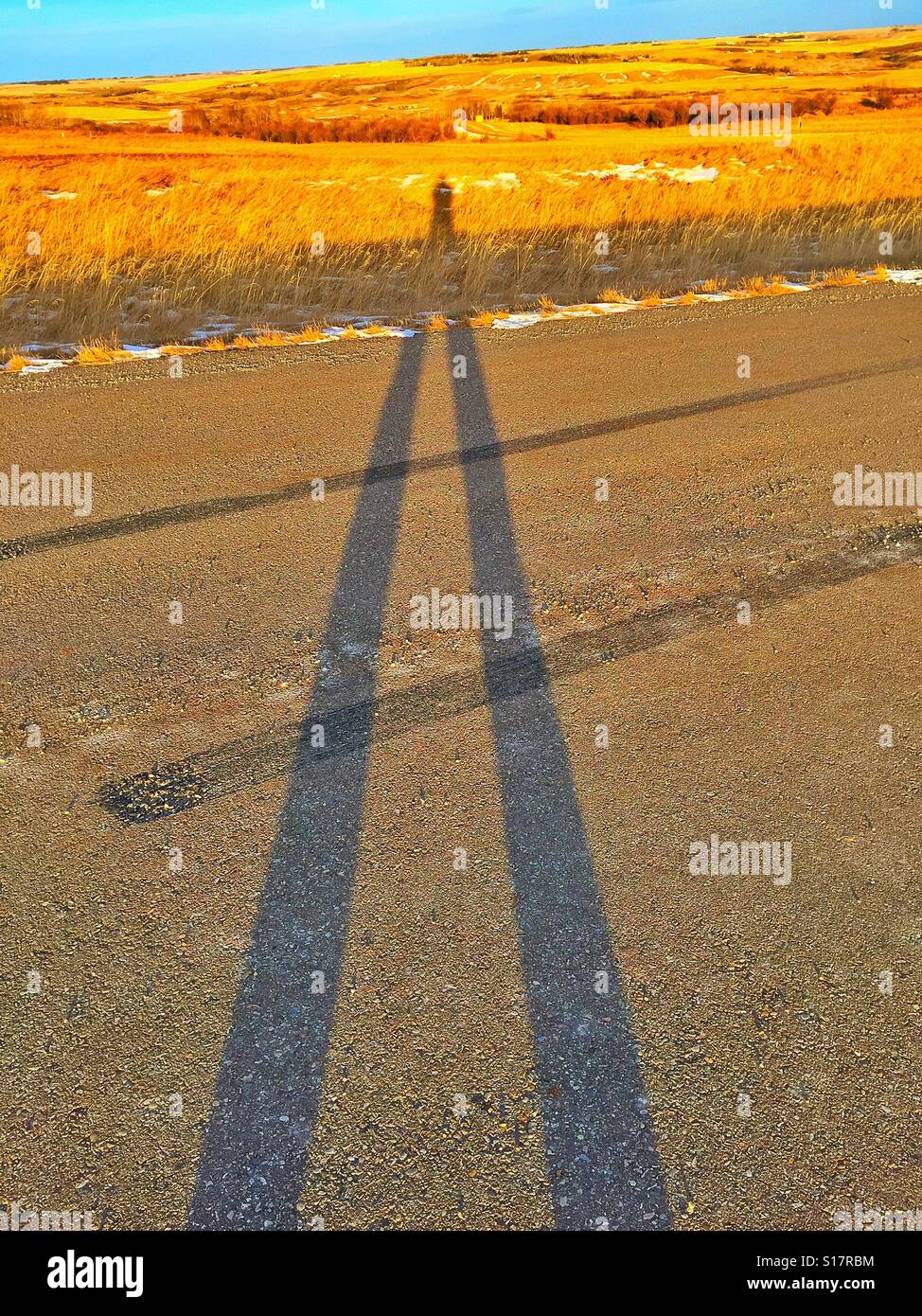 Photographer taking a photo of his shadow Stock Photo