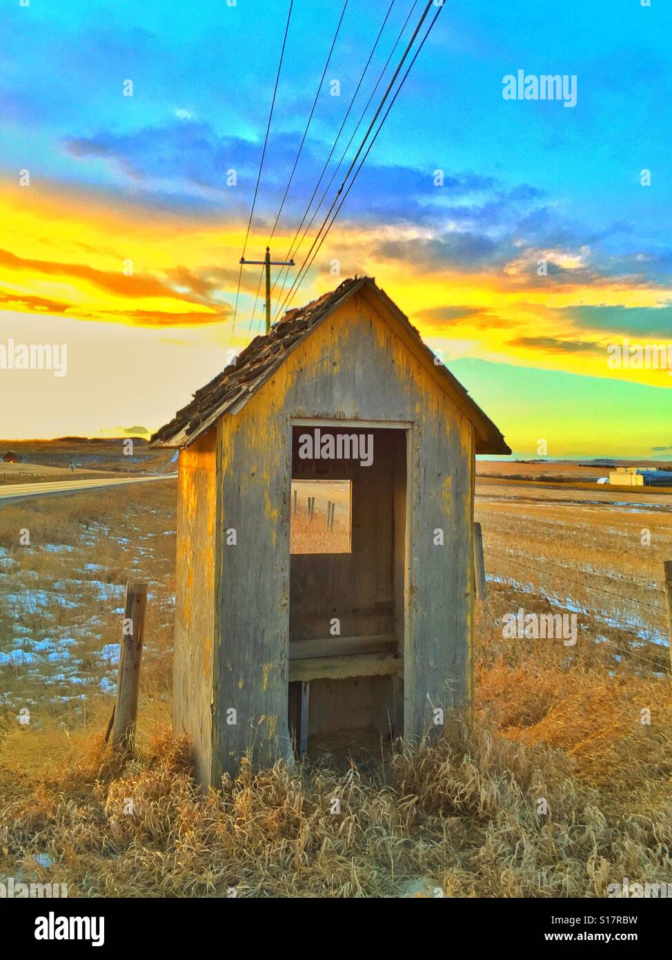 Waiting for the school bus hut in the country - Smartphone Captured Stock Image