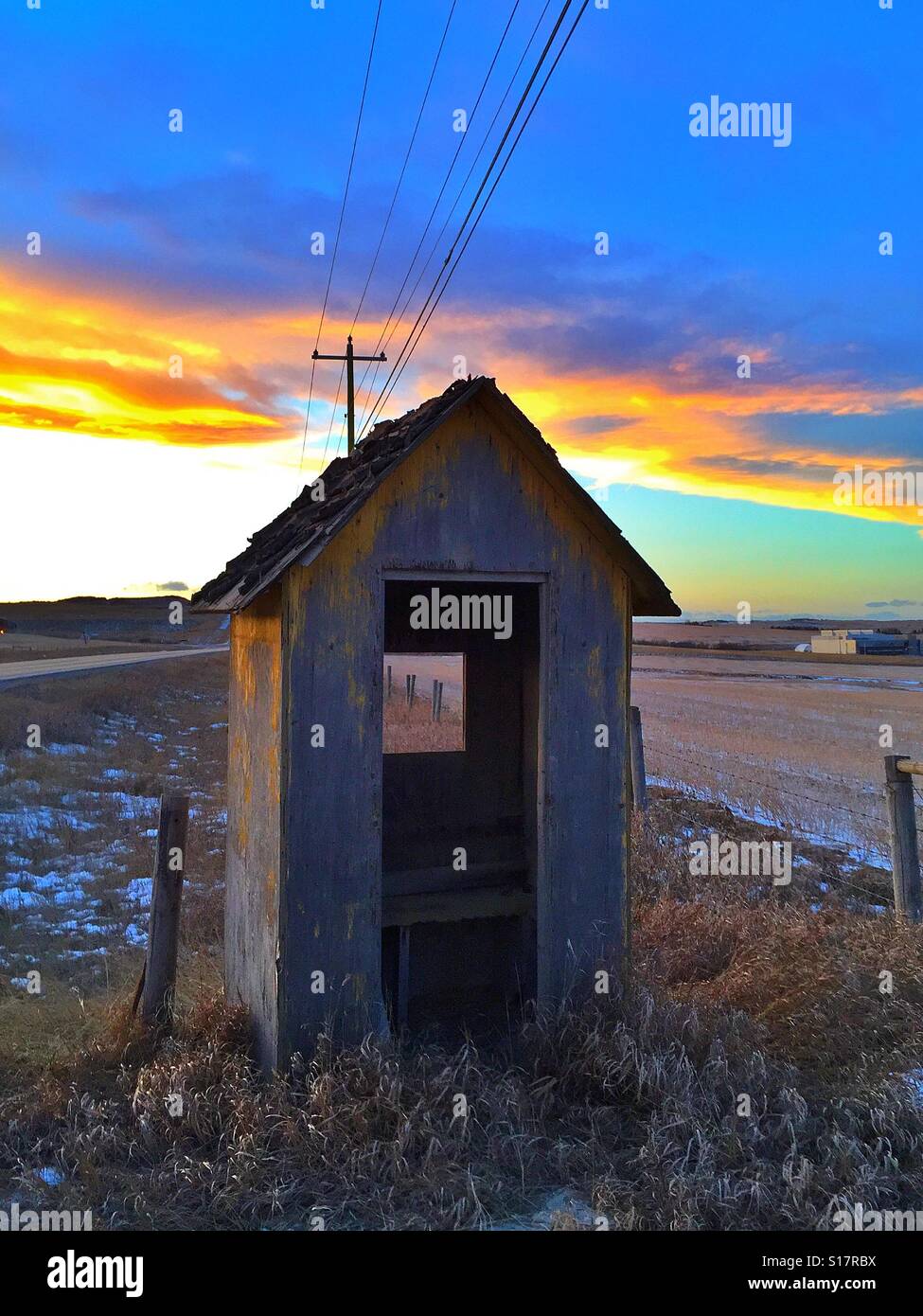 Waiting for the school bus hut in the country - Smartphone Captured Stock Image