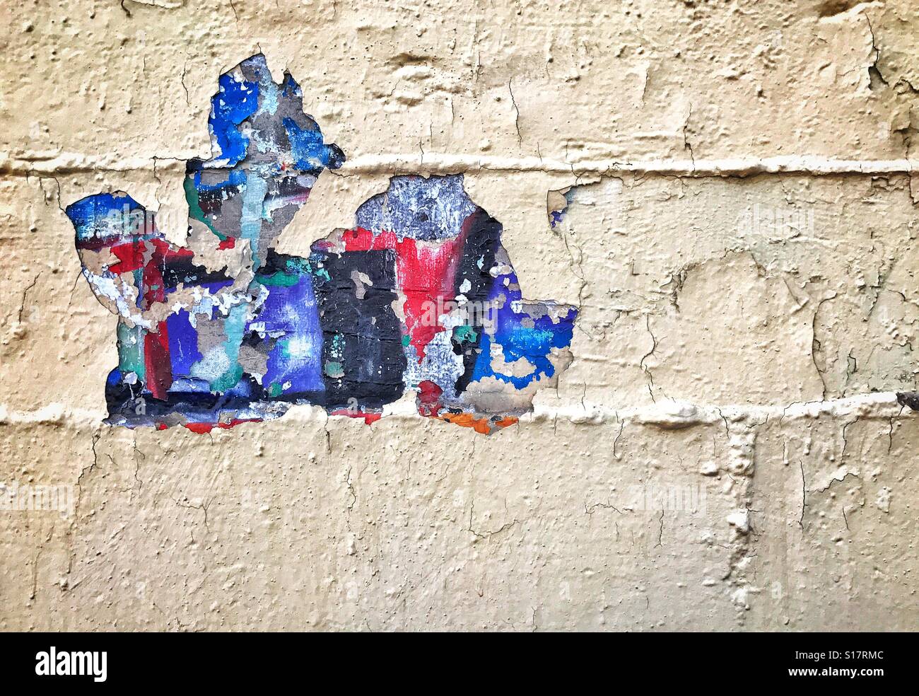 Flaky paint layers exposed - Smartphone Captured Stock Image