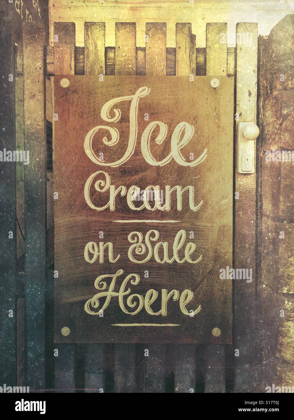 Ice Cream on Sale Here sign Stock Photo Alamy