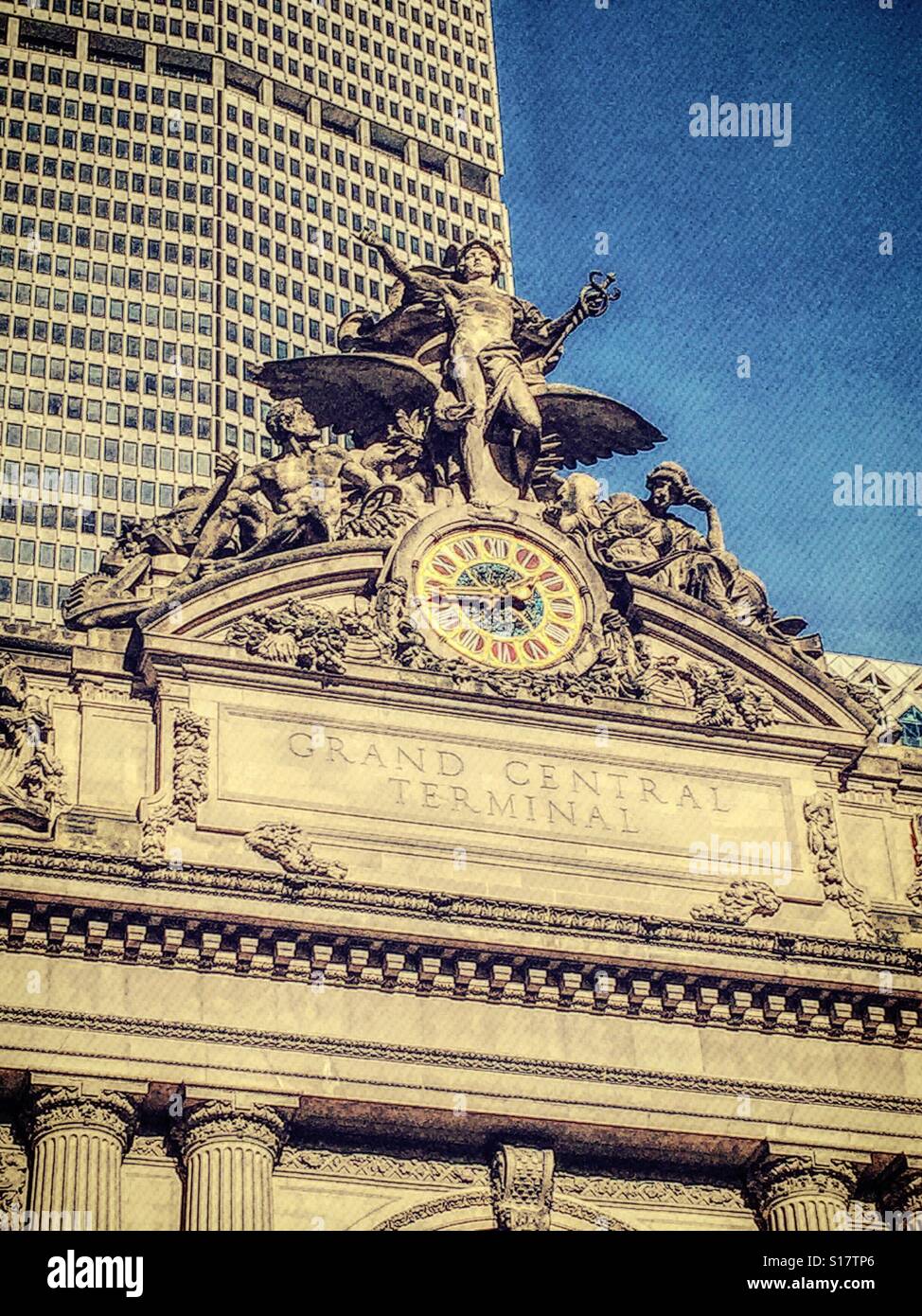 Mercury statue and clock at Grand Central Station, NYC, USA Stock Photo