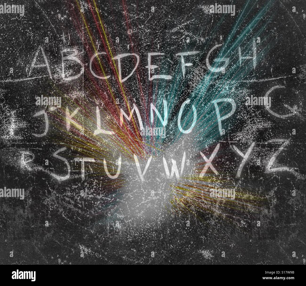 Grunge alphabet with starburst - Smartphone Captured Stock Image