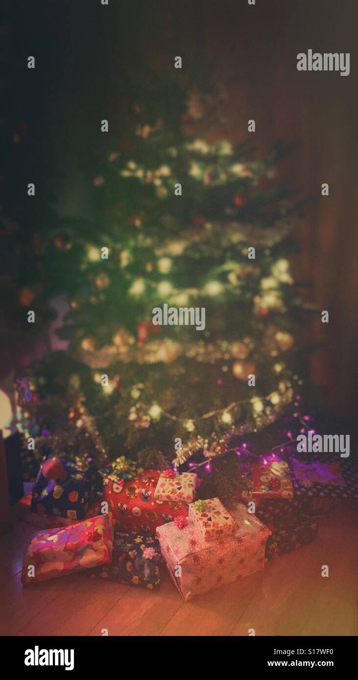 Gifts under a Christmas tree - Smartphone Captured Stock Image