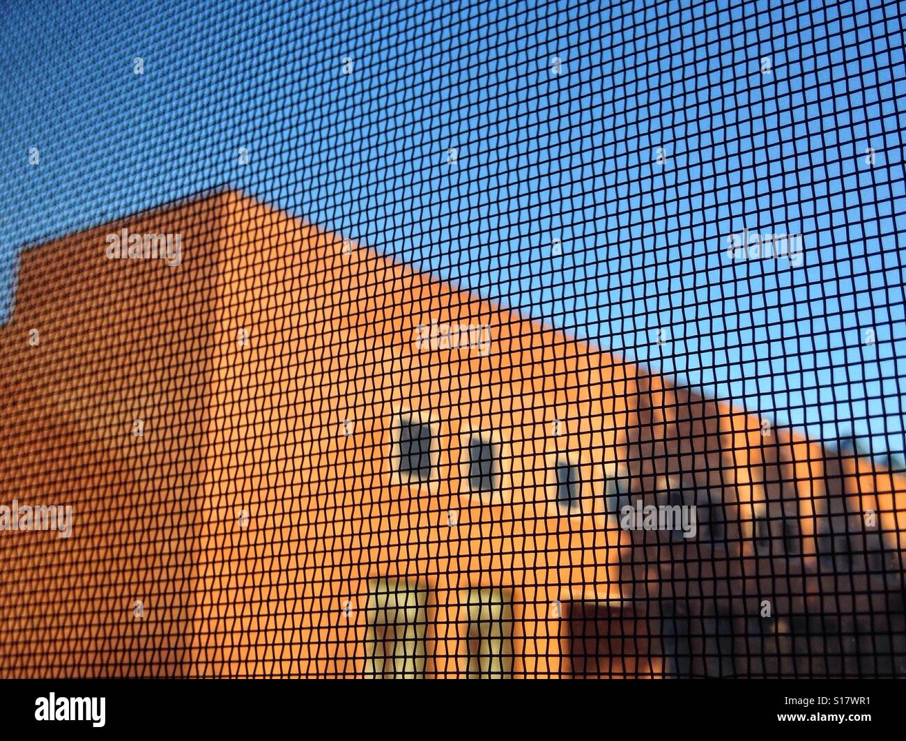Looking at the building through mosquitos net - Smartphone Captured Stock Image