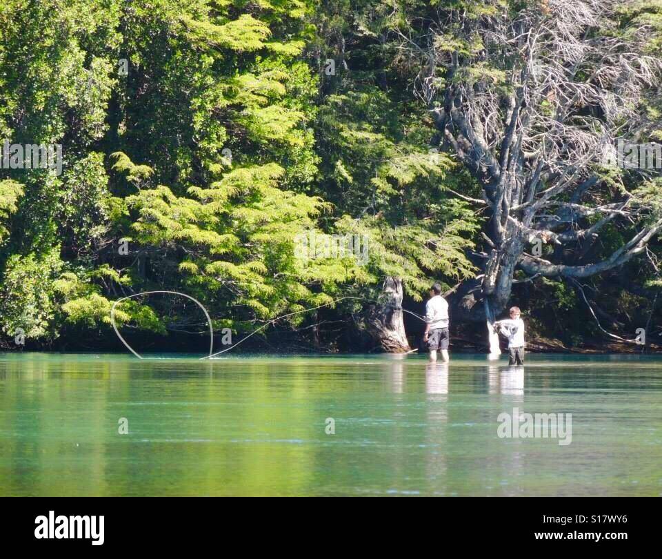 Fly fishing in Bariloche, Patagonia, Argentina Stock Photo Alamy
