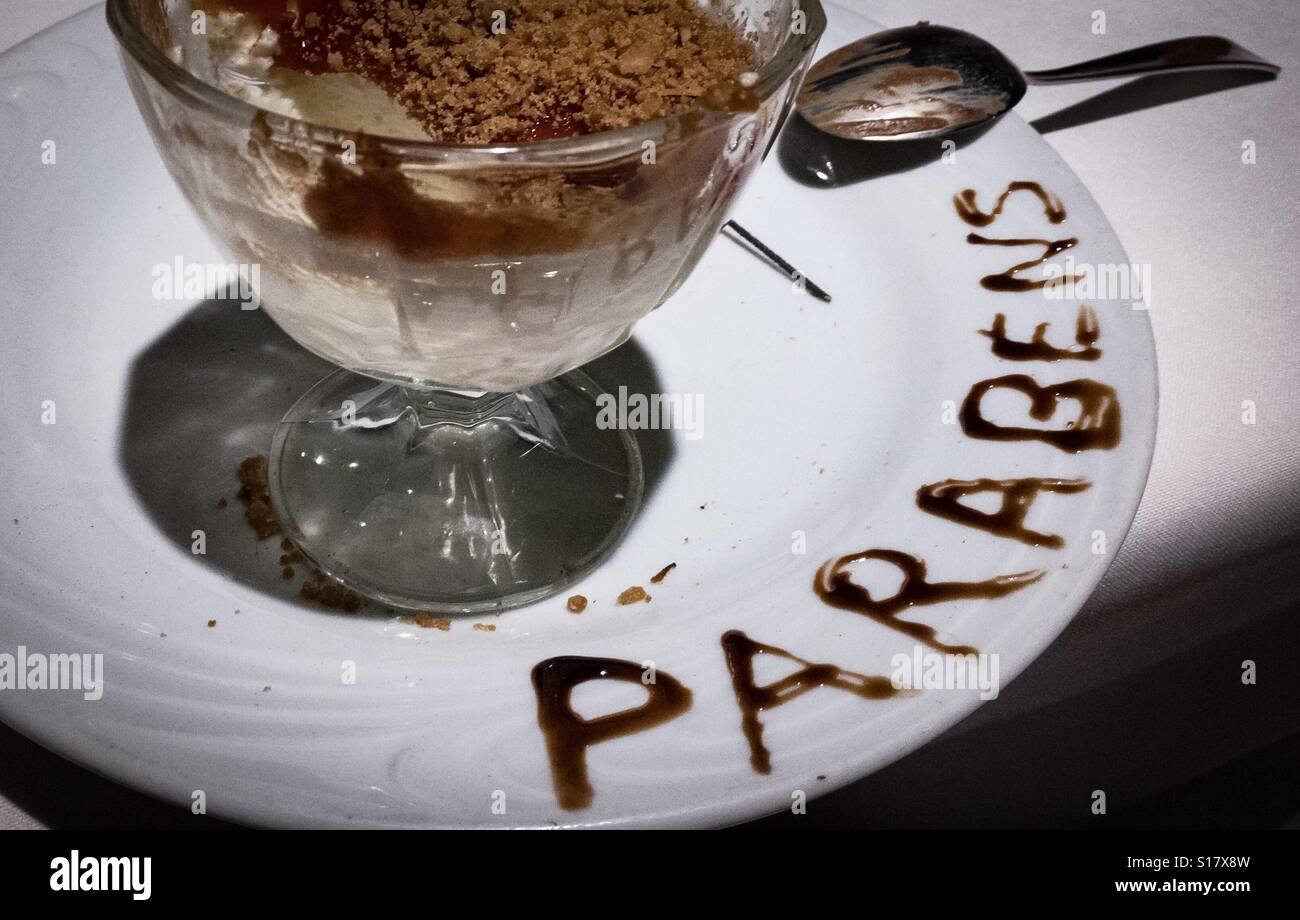 Birthday greetings cake in português - Smartphone Captured Stock Image