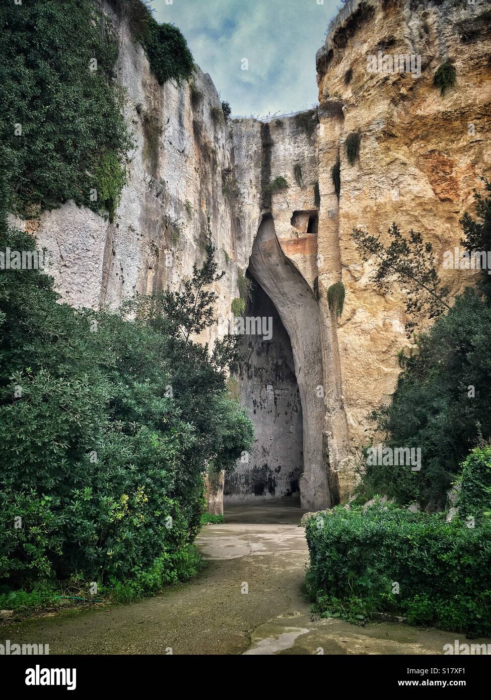 Ear of Dionysius cave in Archeological Park of Neapolis in Syracuse