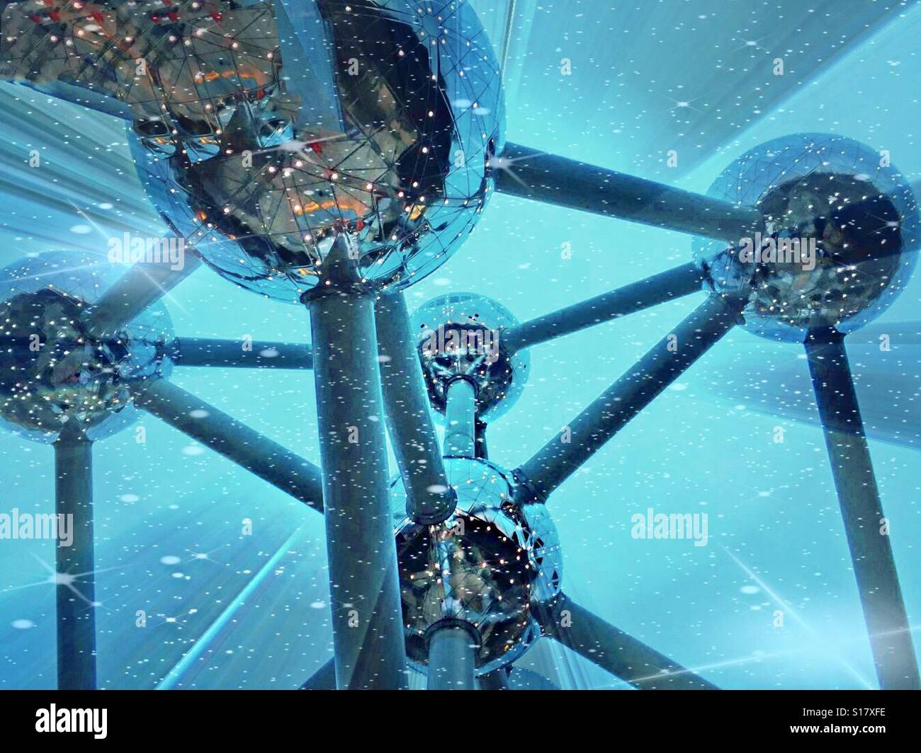 Atomium, Brüssel, Expo 1958, André Waterkeyn, Architect. - Smartphone Captured Stock Image